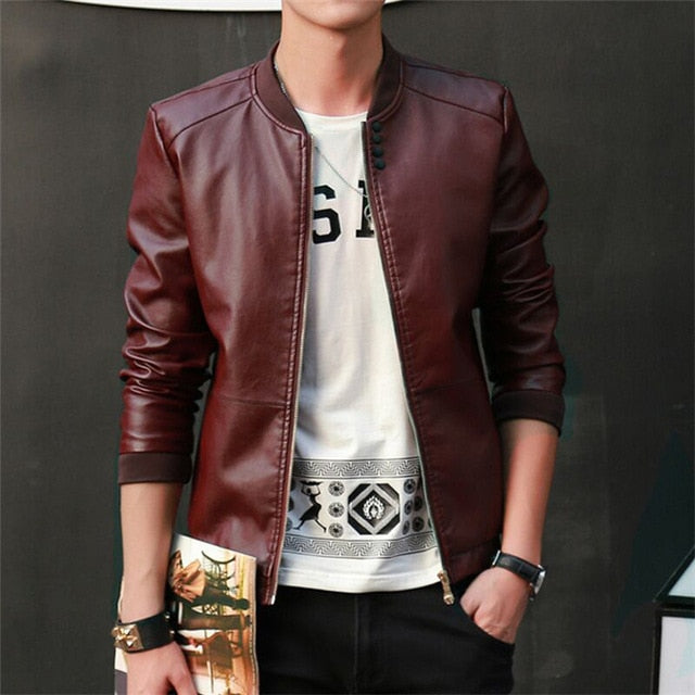 NaranjaSabor 2019 New Men's leather Jacket PU Fashion Spring Autumn Jackets Faux Leather Slim Fit Male Motorcycle Coats N559