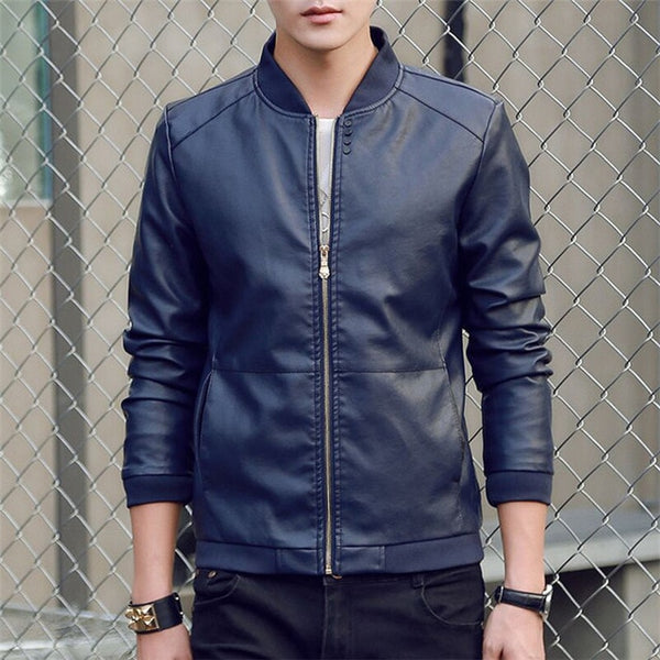 NaranjaSabor 2019 New Men's leather Jacket PU Fashion Spring Autumn Jackets Faux Leather Slim Fit Male Motorcycle Coats N559