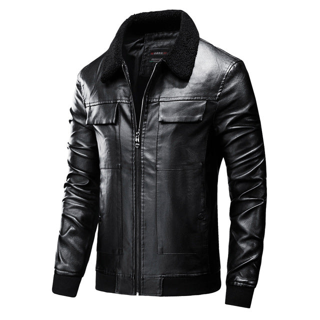 Oumor Men Autumn New Casual Vintage Biker Leather Jackets Coat Men Fashion Outfit Bomber Motorcycle PU Leather Jacket Coats Men