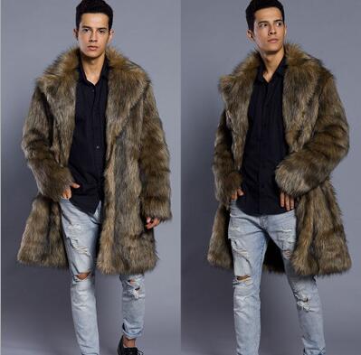 Autumn long faux mink leather jacket mens winter thicken warm fur leather coat men slim jackets jaqueta de couro B28