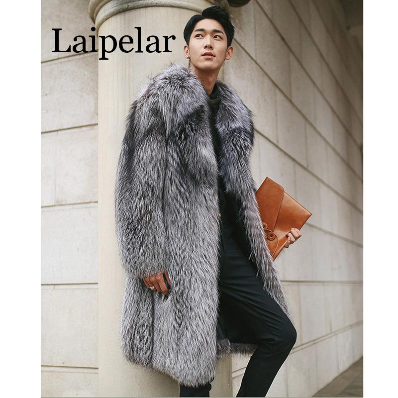 Laipelar New Mens Warm Plus Thickening Long Coat Jacket Faux Fur Coat Men Long Fox Fur Men's Fur Coat