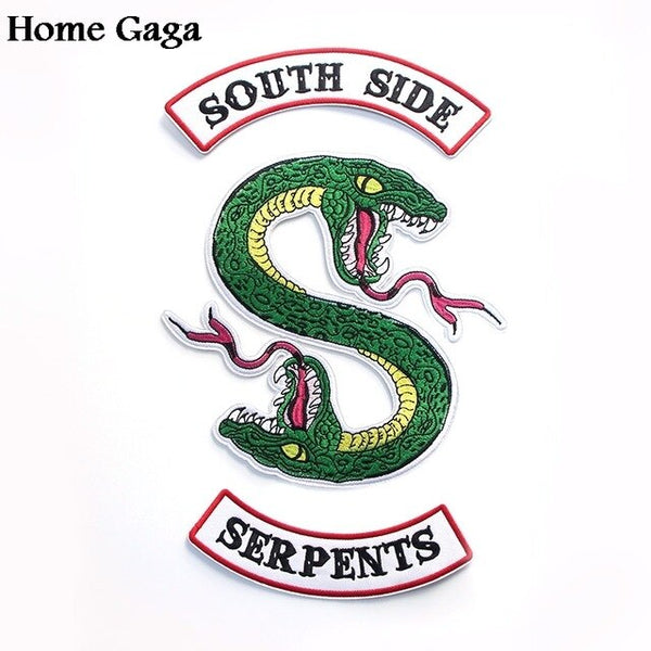 10pcs/lot Homegaga RIVERDALE Southside Serpents Jacket Patches Embroidered Iron On Accessory New Arrival clothing Stickers D1132