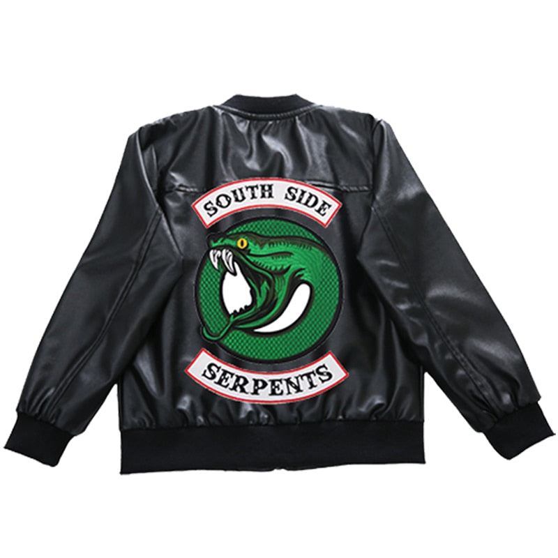 5T-14T Spring Autumn Children's pu riverdare southside Jacket Boys Girls Kids clothing baby coat Casual outerwear Spring Autumn