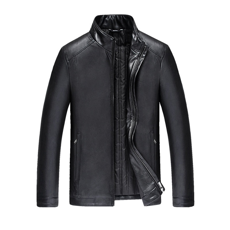 new 2019 Mens Winter PU Leather Coats  White Padded Jackets Men New Parkas Outwear Male Thick PU Overcoat