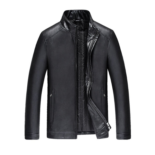 new 2019 Mens Winter PU Leather Coats  White Padded Jackets Men New Parkas Outwear Male Thick PU Overcoat