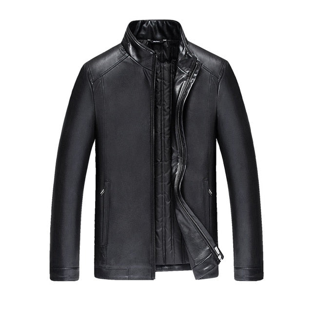 new 2019 Mens Winter PU Leather Coats  White Padded Jackets Men New Parkas Outwear Male Thick PU Overcoat