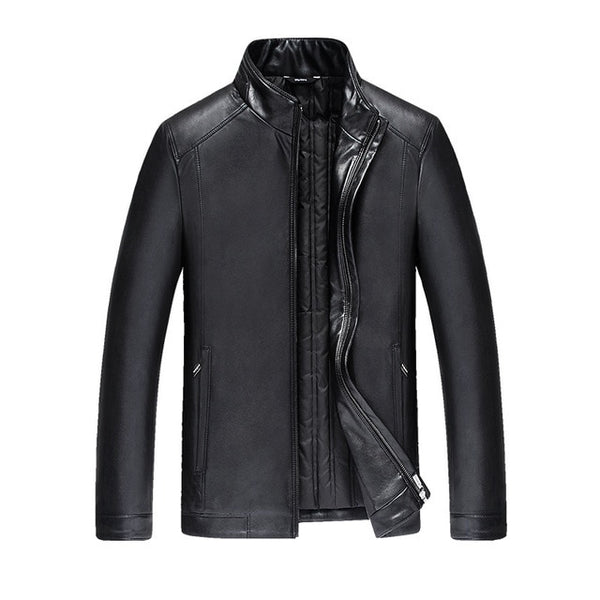 new 2019 Mens Winter PU Leather Coats  White Padded Jackets Men New Parkas Outwear Male Thick PU Overcoat