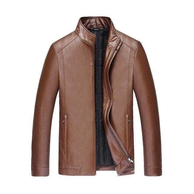new 2019 Mens Winter PU Leather Coats  White Padded Jackets Men New Parkas Outwear Male Thick PU Overcoat