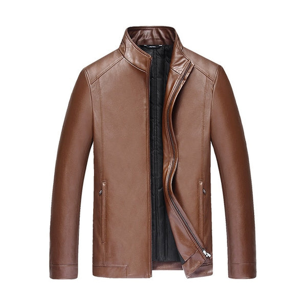 new 2019 Mens Winter PU Leather Coats  White Padded Jackets Men New Parkas Outwear Male Thick PU Overcoat