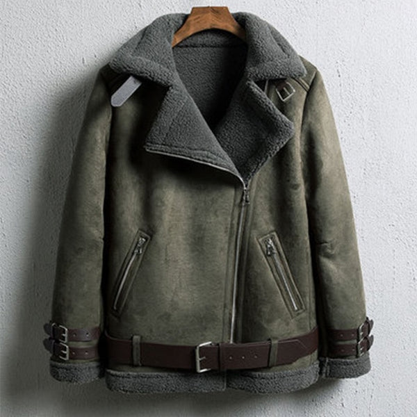 Winter Bomber Jacket Women 2019 New Lamb Fur Motorcycle Overcoats Fashion Solid Outerwear Women Leather Jacket Winter Coats