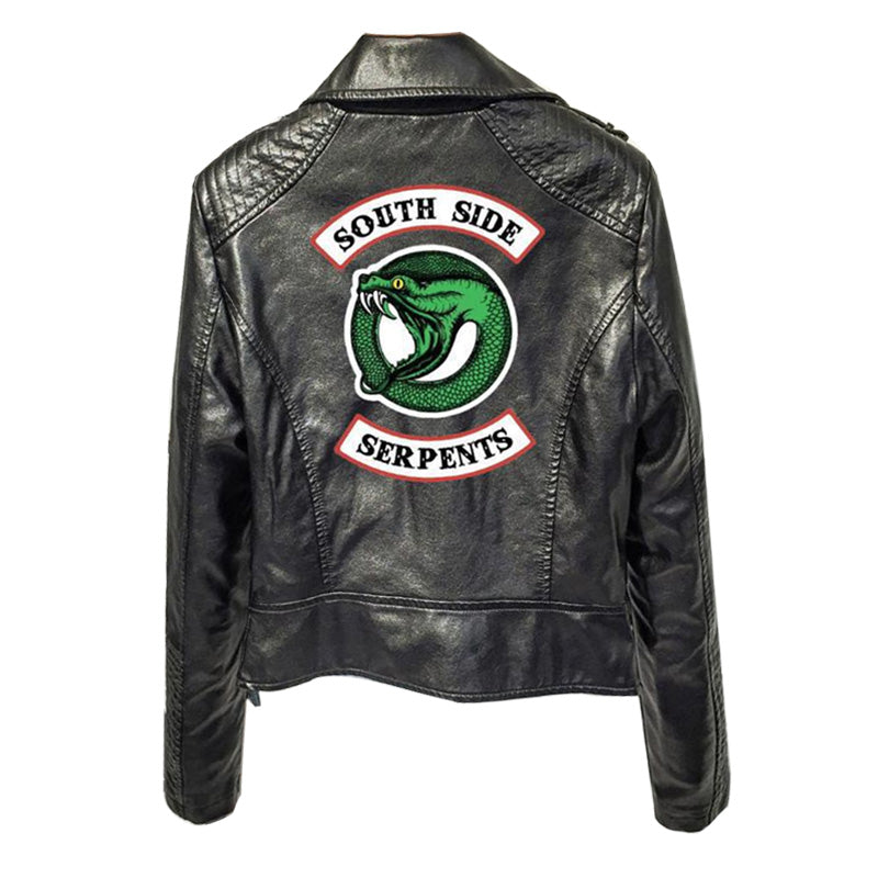 Southside Riverdale Print Logo Serpents Pink/black Pu Leather Jackets Women Riverdale Serpents Streetwear Leather Brand Coat