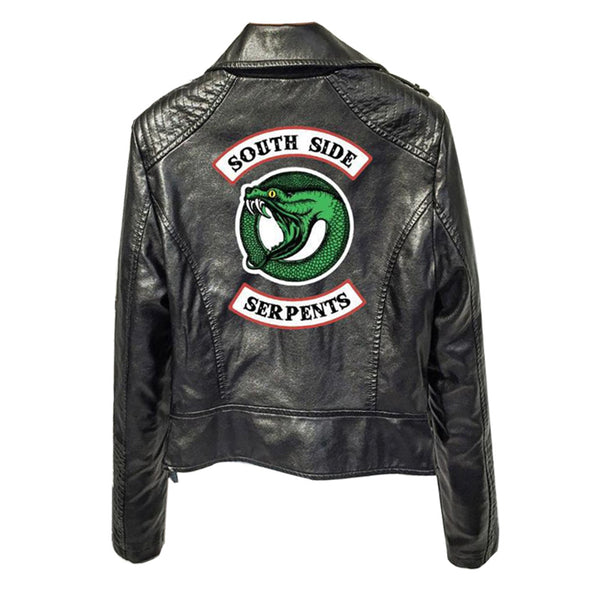 Southside Riverdale Print Logo Serpents Pink/black Pu Leather Jackets Women Riverdale Serpents Streetwear Leather Brand Coat