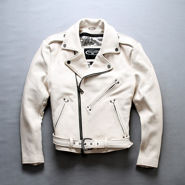 Men clothes 2019 Men's real cow leather jacket short slim Motorcycle mens genuine leather jackets