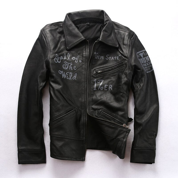 DHL Free Shipping 2019 Autumn Winter Genuine Leather Jackets Men's High Quality Cow Leather Black Warm Coat Vintage Motor Jacket