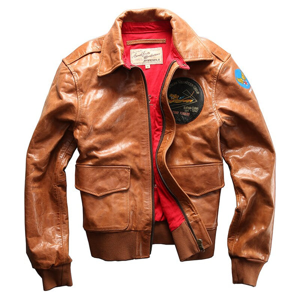 Read Description! Asian size air force flight A2 pilot leather jacket high quality genuine cow leather cowhide rider jacket
