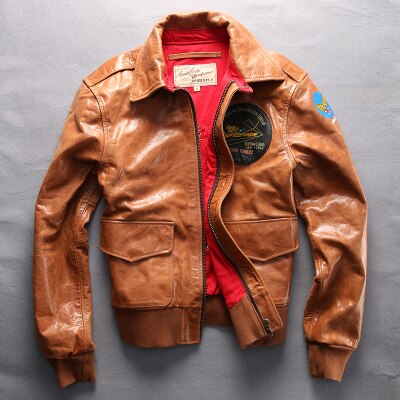 Read Description! Asian size air force flight A2 pilot leather jacket high quality genuine cow leather cowhide rider jacket