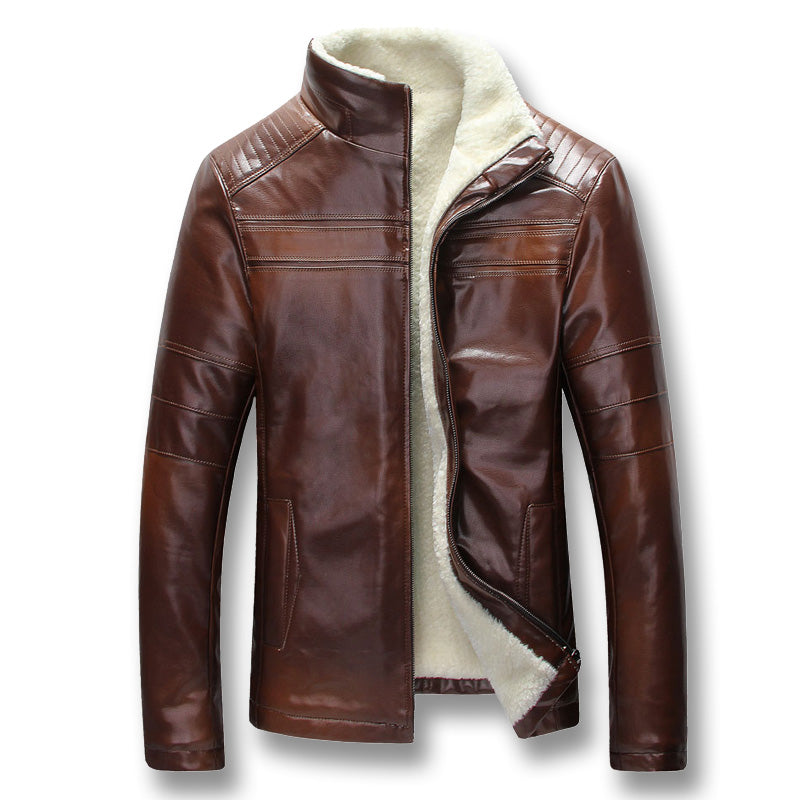 iSurvivor 2019 Men Winter Thick Fleece PU Leather Jackets Coats Hombre Male Casual Fashion Slim Fit Large Size Zip Jackets Men