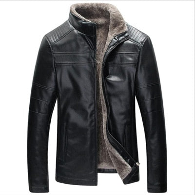 iSurvivor 2019 Men Winter Thick Fleece PU Leather Jackets Coats Hombre Male Casual Fashion Slim Fit Large Size Zip Jackets Men