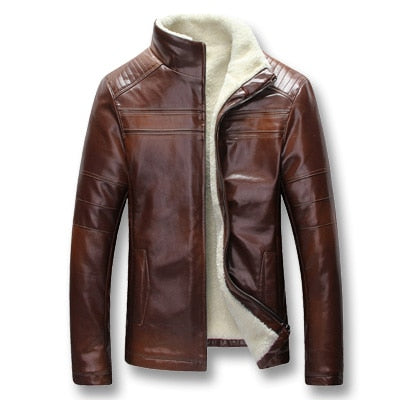 iSurvivor 2019 Men Winter Thick Fleece PU Leather Jackets Coats Hombre Male Casual Fashion Slim Fit Large Size Zip Jackets Men