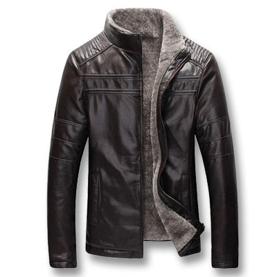 iSurvivor 2019 Men Winter Thick Fleece PU Leather Jackets Coats Hombre Male Casual Fashion Slim Fit Large Size Zip Jackets Men
