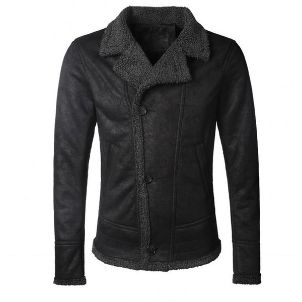 England PU Faux Leather Casual Men Jackets Winter Wool Liner Warm Vintage Cool Moto Motorcycle Outerwears Male Coat Overcoat New